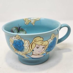 Disney Store Princess Cinderella Butterfly Coffee Tea Mug Cup Light Blue 12oz